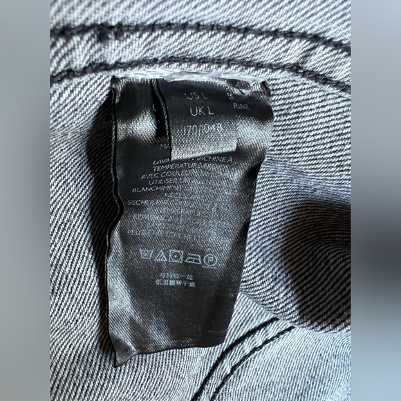 FREE PEOPLE x We The Free Black Hooded Denim L Jean Jacket Boho Grunge Classic - Picture 9 of 11